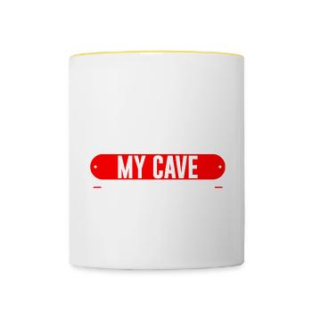 J’ai quitté ma grotte pour être ici 2 - Mug contrasté - blanc/jaune - Devant