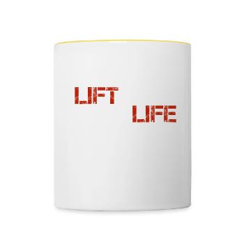 Lift Like Your Life Depends On It 3 - Contrasting Mug - white/yellow - Front
