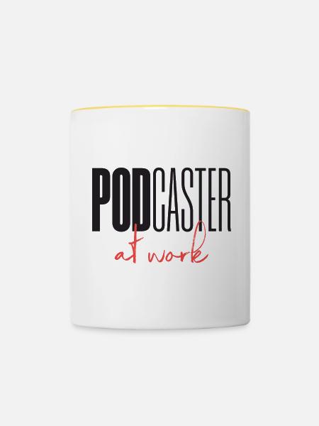 Podcaster Podcast at work - Tasse zweifarbig - Weiß/Gelb