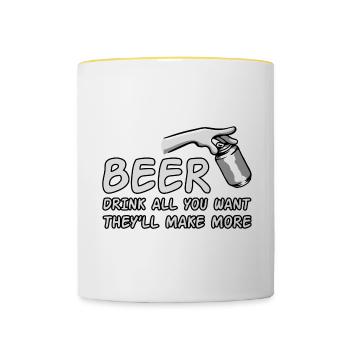 Beer, Drink All You Want They'll Make More 2 - Contrasting Mug - white/yellow - Front