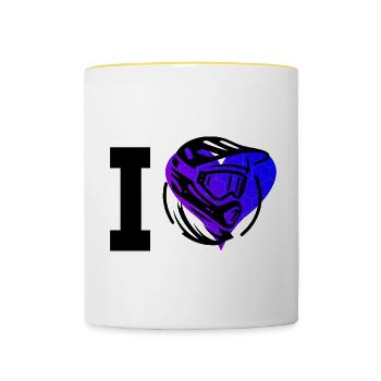 Cyclistes Cyclisme Femme Cyclisme VTT - Mug contrasté - blanc/jaune - Devant