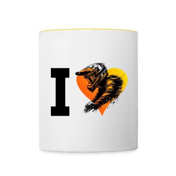 Cyclisme Hommes Cycliste VTT Cyclisme - Mug contrasté - blanc/jaune - Devant