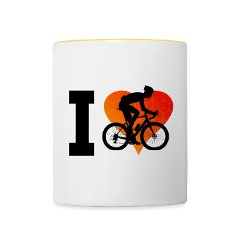 Cyclisme sur route Homme Femme Vélo de route Cyclistes sur route - Mug contrasté - blanc/jaune - Devant