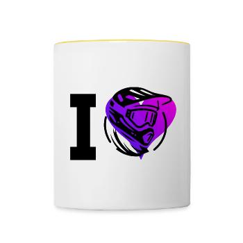 VTT VTT VTT Vététistes Hommes Cyclisme - Mug contrasté - blanc/jaune - Devant