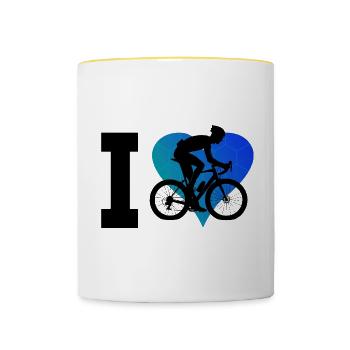 Rennrad Damen Rennradfahren Rennradfahrer - Tasse zweifarbig - Weiß/Gelb - Vorne