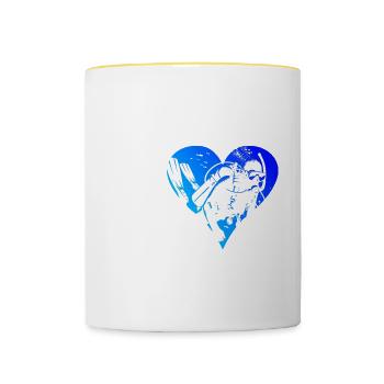 Plongée Femme Plongée sous-marine Plongeur Scuba Diver - Mug contrasté - blanc/jaune - Devant