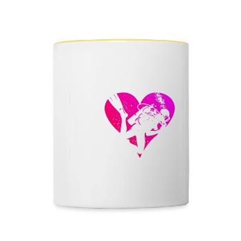 Plongeur Femme Plongeur Plongeur Plongée sous-marine - Mug contrasté - blanc/jaune - Devant