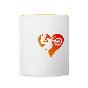 Motocross Freestyle Motocross Supermoto Herren - Tasse zweifarbig - Weiß/Gelb - Vorne