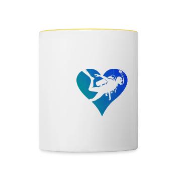 Plongée sous-marine Plongée libre Plongeur Plongée - Mug contrasté - blanc/jaune - Devant