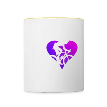 Vélo de route pour hommes Vélo de route pour femmes - Mug contrasté - blanc/jaune - Devant