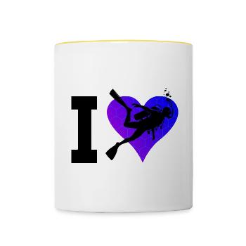 Diving Tauchen Scuba Taucher Scuba Diver - Contrasting Mug - white/yellow - Front