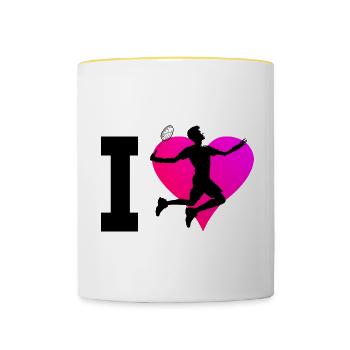 Men's Squash Women's Badminton Player - Contrasting Mug - white/yellow - Front