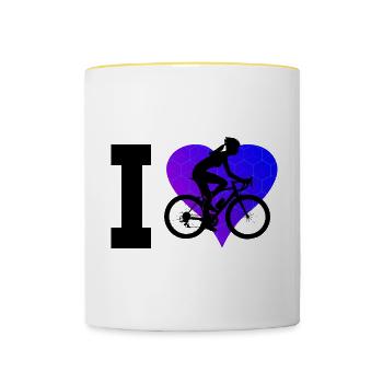 Cyclisme Cyclistes Vélo Femmes Vélo - Mug contrasté - blanc/jaune - Devant
