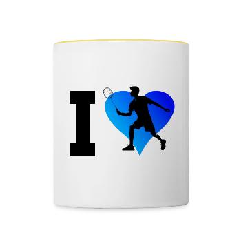 Squash Badminton Badmintonspieler Herren Federball - Tasse zweifarbig - Weiß/Gelb - Vorne