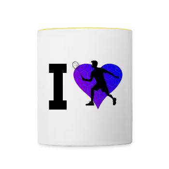 Hommes Squash Badminton Badminton - Mug contrasté - blanc/jaune - Devant