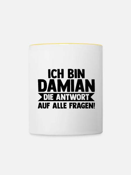 Vorname Damian - Tasse zweifarbig - Weiß/Gelb