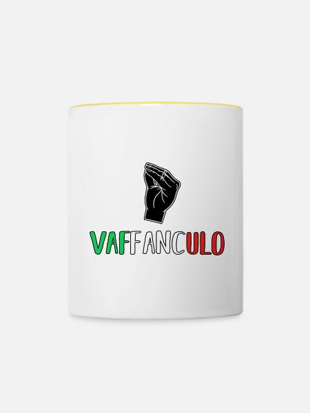 Italien Italiener Vaffanculo - Tasse zweifarbig - Weiß/Gelb
