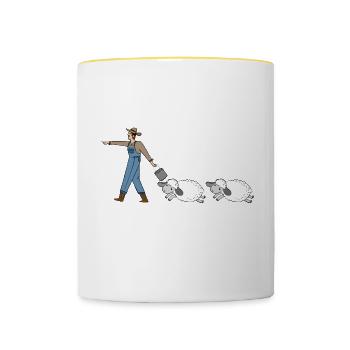 Schafe Hirte Follower Geschenk Schäfer Schafbock - Tasse zweifarbig - Weiß/Gelb - Vorne