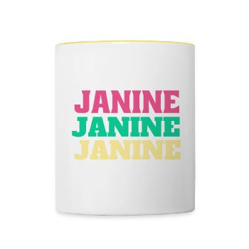 Janine Birthday Gifts Name Janine First Name - Contrasting Mug - white/yellow - Front