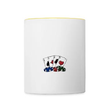 Jouez votre peur Poker Dictons Joueur de poker - Mug contrasté - blanc/jaune - Devant