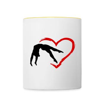 Gymnastique, Gymnaste et cœur, Gymnastique - Mug contrasté - blanc/jaune - Devant