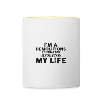Démolition et rénovation de maisons - Mug contrasté - blanc/jaune - Devant