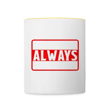 We Almost Always Almost Win 10 - Contrasting Mug - white/yellow - Front