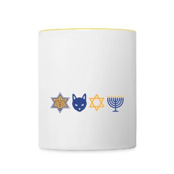 Juif Hanoukka Hanukcat Étoile De David Menorah - Mug contrasté - blanc/jaune - Devant