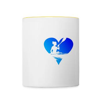 Kayak Femme Kayak Canoë Kayak Homme - Mug contrasté - blanc/jaune - Devant