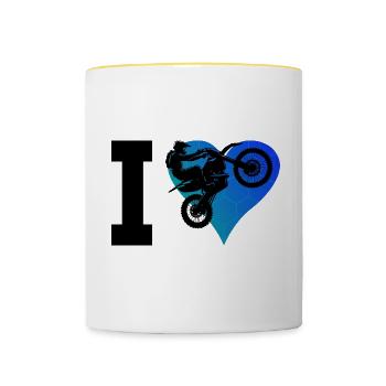 Herren Freestyle Motocross Motocross Supermoto - Tasse zweifarbig - Weiß/Gelb - Vorne
