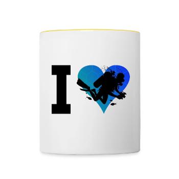 Diver Diver Diving Men Scuba Diver - Contrasting Mug - white/yellow - Front