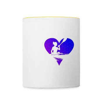 Kayak Hommes Femmes Canoë Kayak Kayak - Mug contrasté - blanc/jaune - Devant