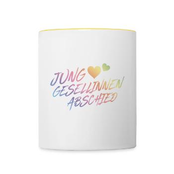 Junggesellinnenabschied Jga Herz Bunt - Tasse zweifarbig - Weiß/Gelb - Vorne