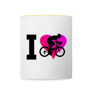 Rennradfahrer Rennradfahren Damen Rennrad - Tasse zweifarbig - Weiß/Gelb - Vorne