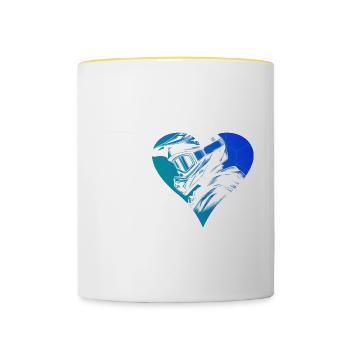 Vététistes Hommes VTT VTT Femmes - Mug contrasté - blanc/jaune - Devant