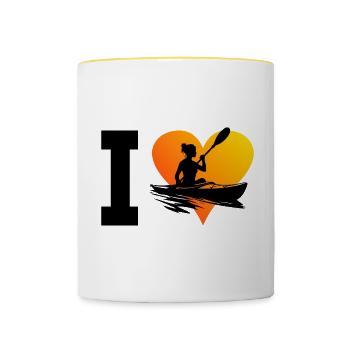 Kayak Canoë Kayak Femme Kayak Homme - Mug contrasté - blanc/jaune - Devant