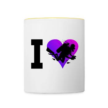 Taucher Scuba Tauchen Scuba Diver Diving - Contrasting Mug - white/yellow - Front