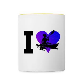 Canoë Kayak Hommes Femmes Kayak Kayak - Mug contrasté - blanc/jaune - Devant