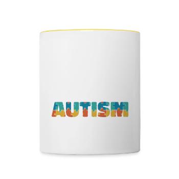 I Love Someone With Autism Awareness Month Puzzle - Contrasting Mug - white/yellow - Front