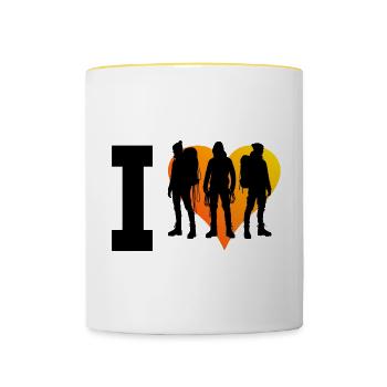 Grimpeur Homme Bloc Grimpeur de bloc - Mug contrasté - blanc/jaune - Devant