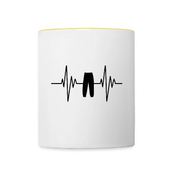 Mein Herz schlägt für meine Jogginghose - Chillen - Tasse zweifarbig - Weiß/Gelb - Vorne