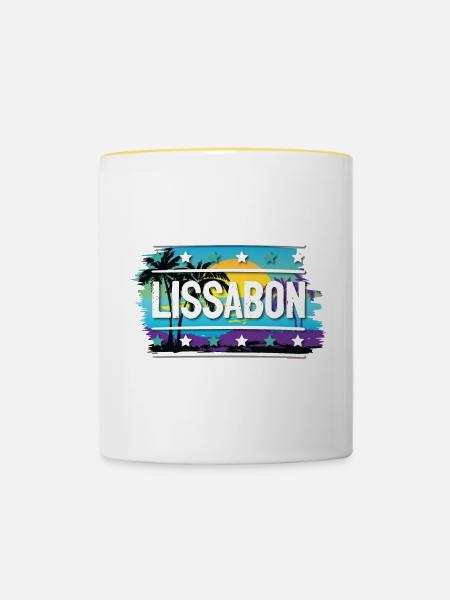 Lissabon - Tasse zweifarbig - Weiß/Gelb