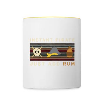 Pirat Rum Totenkopf Geschenk Spruch - Tasse zweifarbig - Weiß/Gelb - Vorne