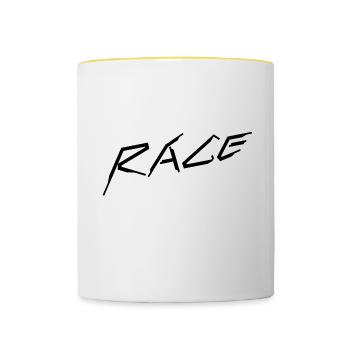 Race to space - Tasse zweifarbig - Weiß/Gelb - Vorne