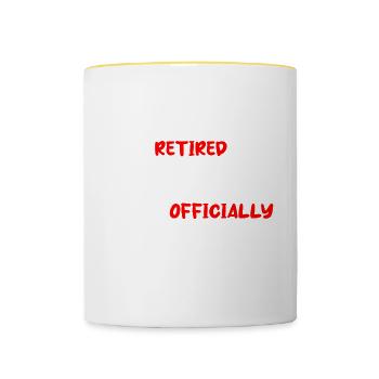 Retired Nurse Officially Discharged 2 - Contrasting Mug - white/yellow - Front