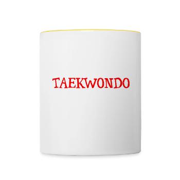 Sorry I Can't, Taekwondo Needs My Attention 3 - Contrasting Mug - white/yellow - Front