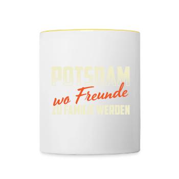Potsdam Wo Freunde Zu Familie Werden Heimatverbund - Tasse zweifarbig - Weiß/Gelb - Vorne