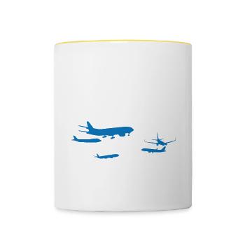 Voyage de vacances en solo Mon premier avion - Mug contrasté - blanc/jaune - Devant