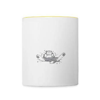 Amoureux des chats, gourmand, trop réfléchi et aussi affamé - Mug contrasté - blanc/jaune - Devant