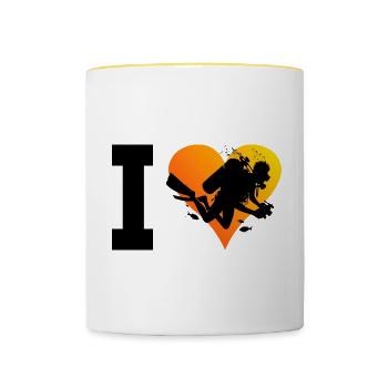 Plongée sous-marine Plongeur Plongeur Plongeur Libre - Mug contrasté - blanc/jaune - Devant